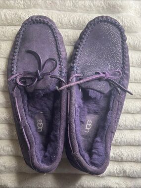 UGG Women's Purple Suede Shearling Moccasins